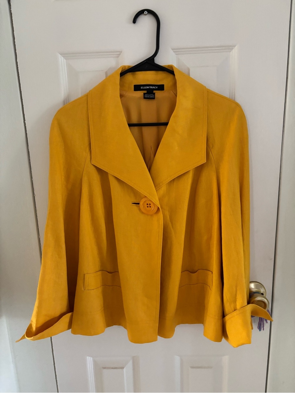 Ellen Tracy Women's Mustard Yellow Single-Button Blazer
